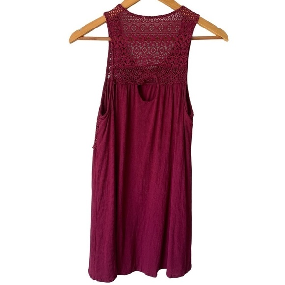 Harlow Boho Crochet Lined Sleeveless Swing Top Burgundy Women's Size Large - Picture 4 of 8